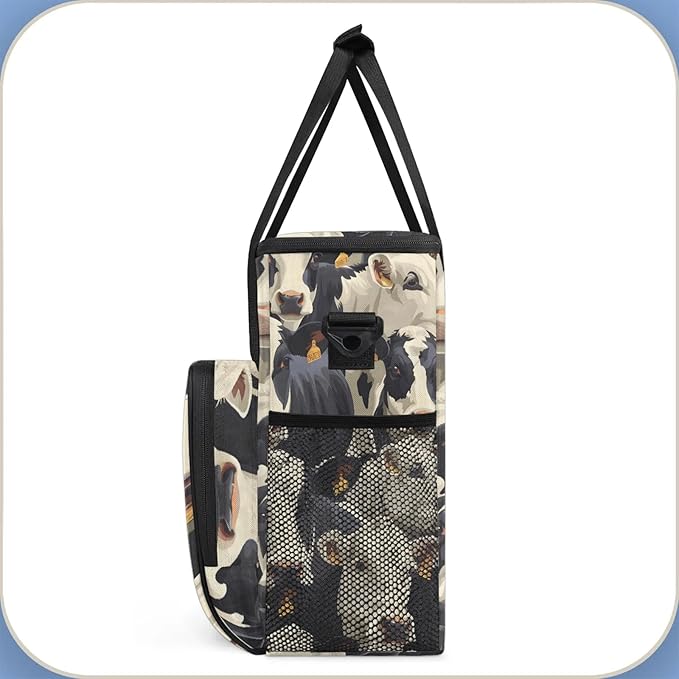 Cute Cow Print Coffee Maker Carring Bag Large Insulated Storage Organizer Case Tote Bags with Shoulder Strap for Travel Work Picnic