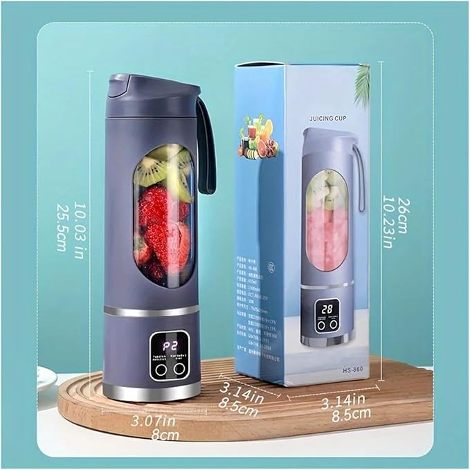 Fit for Portable Electric Juicer with Ice Crusher - USB Rechargeable 3-Speed Juice Maker for Outdoor and Home Use