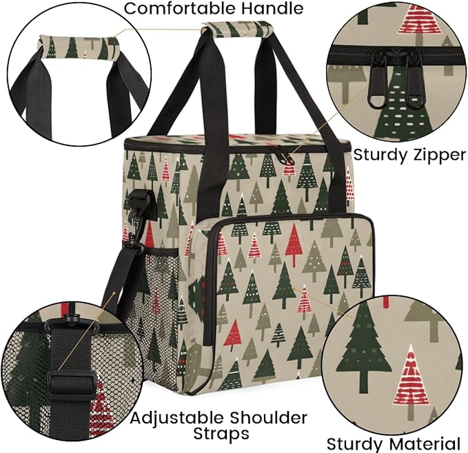 Xmas Tree Coffee Maker Carrying Bag Graffiti Tree Travel Storage Bag Compatible with K-Mini or K-Mini Plus Single Serve Coffee Brewer Carrying Case with Multiple Pockets &amp Shoulder Strap