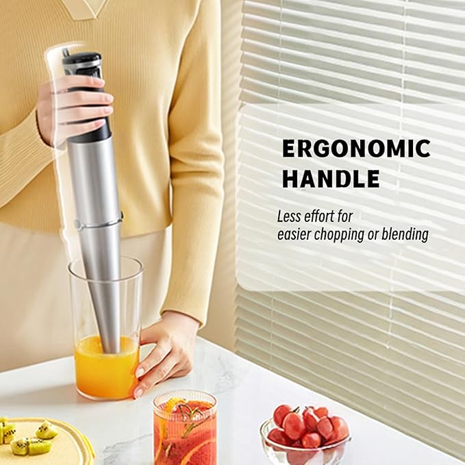 1000W Handheld Immersion Blender Set - 5 in 1 Stick Blender with Chopper Whisk Beaker Frother - Anti-Scratch Non-BPA Hand Blender Kit for Versatile Cooking