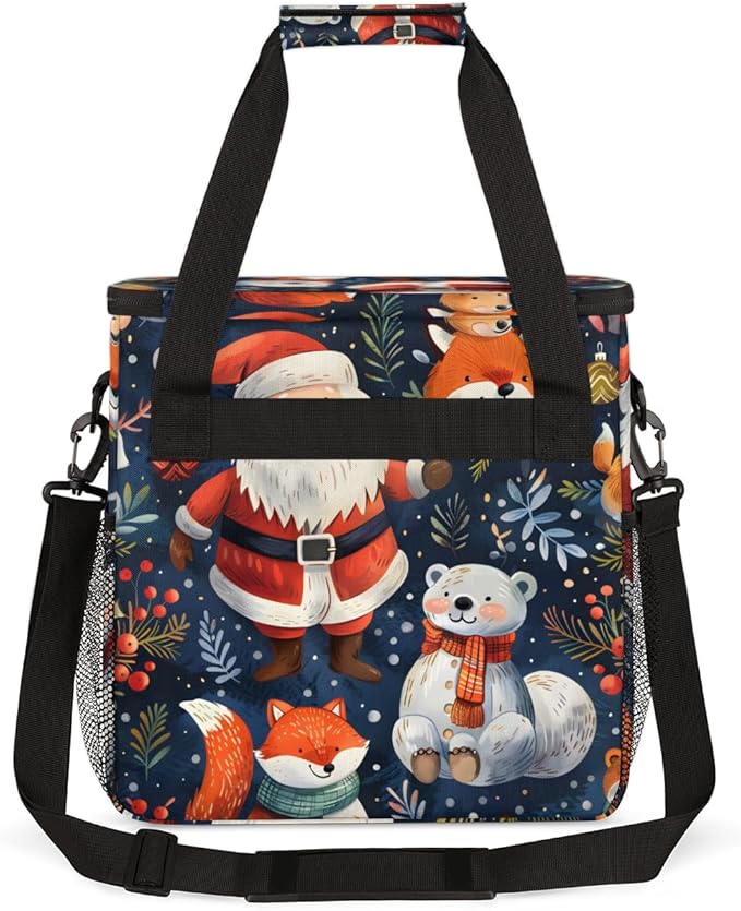 Fantastic Santa Claus Coffee Maker Carrying Bag Magical Santa Claus Travel Storage Bag Compatible with K-Mini or K-Mini Plus Single Serve Coffee Brewer Carrying Case with Pockets &amp Shoulder Stra
