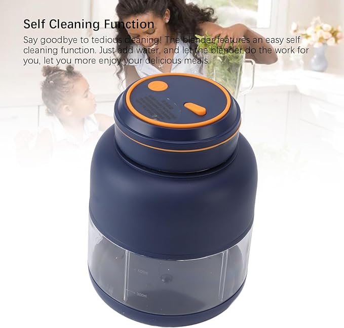 Portable Blenders Handheld Fruit Mixer USB Rechargeable Personal Blender Juicer Cup Leakproof Powerful Blending (Blue)