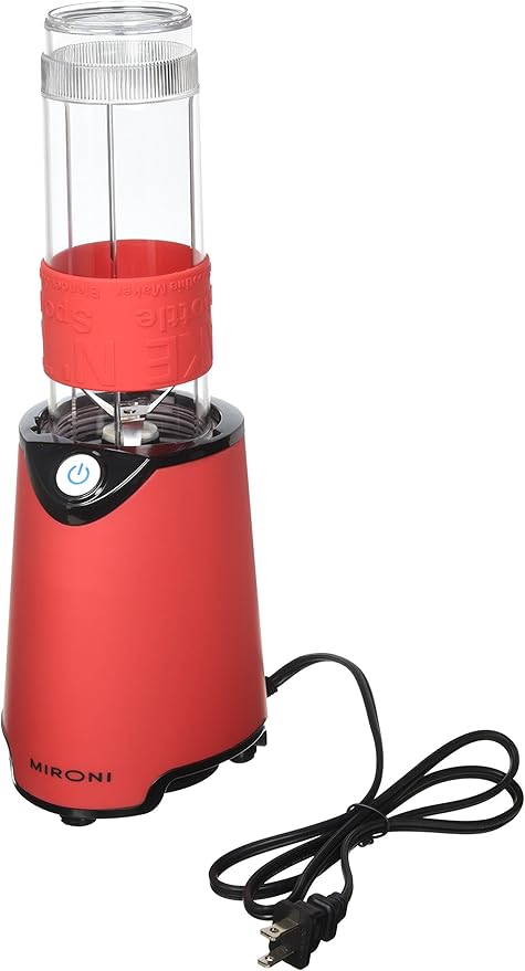 Mironi Personal 500-Watt Mini Blender and Smoothie Maker with Grinder Cup 2 Blender Bottles and Recipe Booklet Red