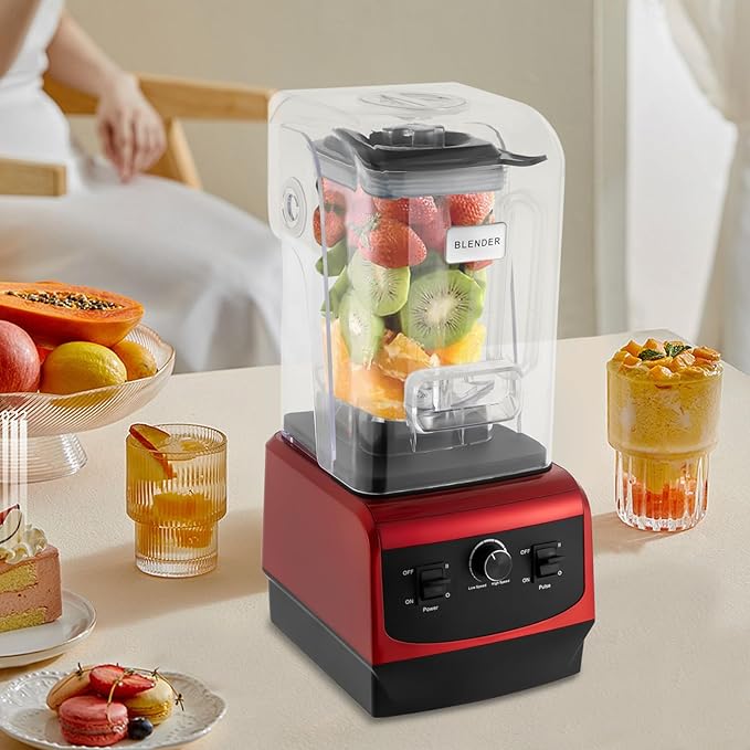 Smoothie Blender with Soundproof Cover - Personal Blender for Shakes Protein Drinks Frozen Fruit &amp Ice Crushing One-Touch Operation BPA-Free Tritan Cup Easy Clean Perfect for Breakfast &amp