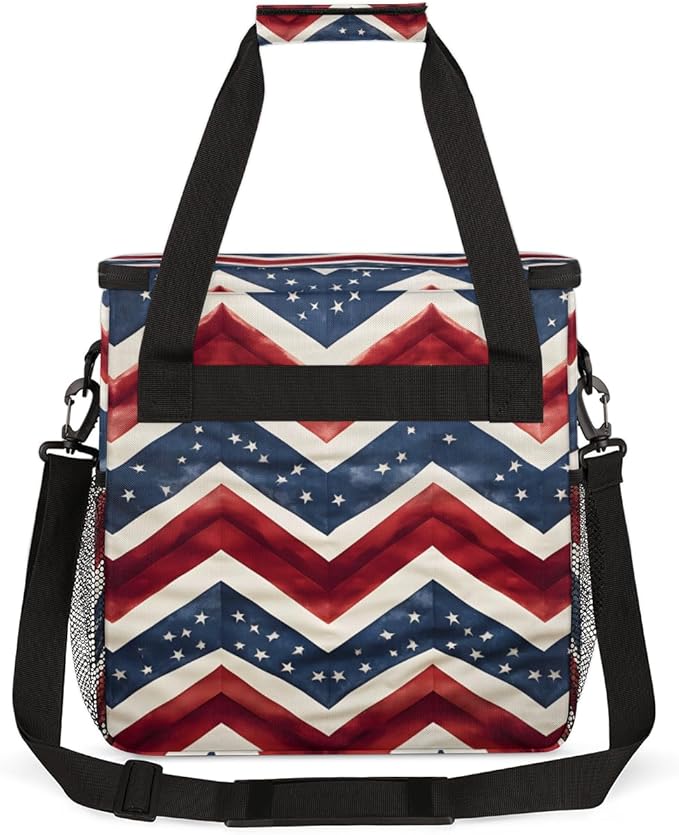 Star-Blasted Sky 4th of July Coffee Maker Carrying Bag Travel Storage Bag Compatible with K-Mini or K-Mini Plus Single Serve Coffee Brewer Carrying Case with Multiple Pockets &amp Shoulder Strap