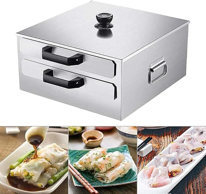 Pasta Pots Cantonese Rice Noodle Rolls Machine Stainless Steel Steamed Vermicelli Roll Steamer Chinese Chang Fen 2 Layer Rice Roll Maker Machine
