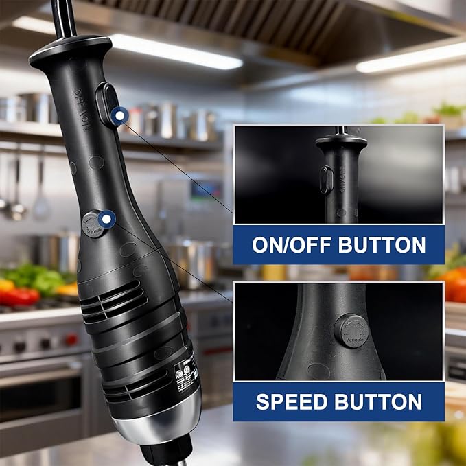 VONCI 280W Commercial Immersion Blender Light Duty Hand Blender with Variable Speed 6000-20000RPM Handheld Stick Mixer with 9.5 Detachable Shaft Professional Blender for Restaurant Kitchen.
