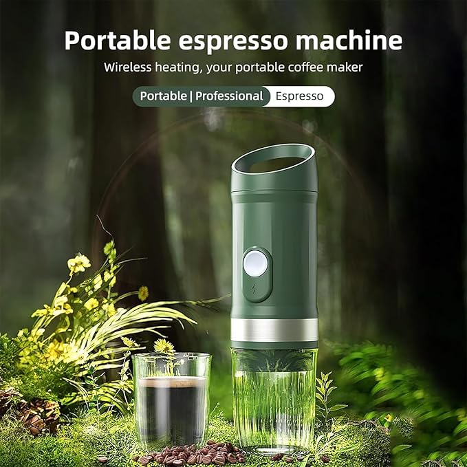 Portable Car Coffee Maker Home Drip Coffee Brewer with Heating Function 80ml Extraction Capacity and 8 Grams Powder Cup Capacity Three Warehouse Design and Dual Mode Operation for Traveling