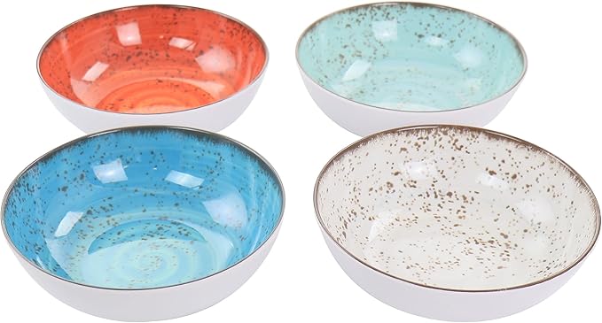 Elama Pryce 12 Piece Melamine Dinnerware Set is Assorted Colors