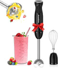 Immersion Hand Blender 12-Speed and Turbo Mode Hand Mixer 3-In-1 Stick Blender with Egg Whisk 24oz Beaker Emulsion Handheld Food Mixer For Smoothies Purée Sauce