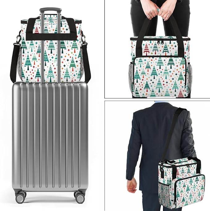 Xmas Tree Coffee Maker Carrying Bag Abstract Tree Travel Storage Bag Compatible with K-Mini or K-Mini Plus Single Serve Coffee Brewer Carrying Case with Multiple Pockets &amp Shoulder Strap