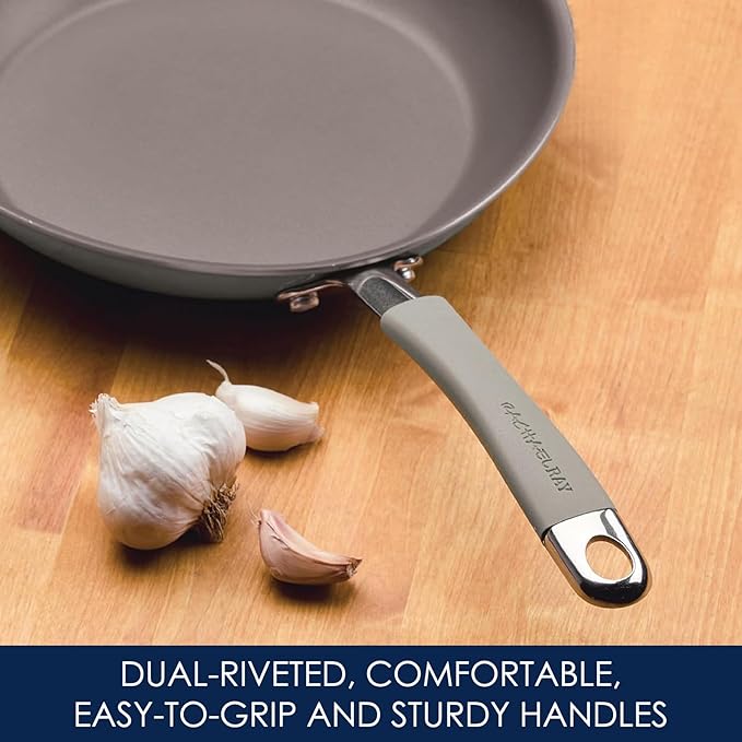 Rachael Ray - 16802 Rachael Ray Cucina Nonstick Cookware Pots and Pans Set 12 Piece Sea Salt Gray