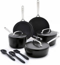 GreenPan GP5 Hard Anodized Healthy Ceramic Nonstick 14 Piece Cookware Pots &amp Pans SetHeavy Gauge Scratch Resistant Stay Flat SurfaceInduction Mirror Finish HandleOven Safe PFAS-Free Black