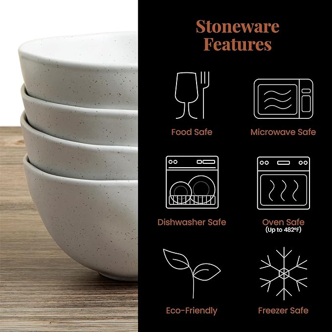 Trasa Home by Larder &amp Vine Eco-Friendly High Fired Artisan Stoneware Organic &amp Modern Dinnerware 16 piece set 4 place settings (Millstone)