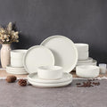 Vesteel 18-Piece Dinnerware set Ceramic Plates and Bowls set for 6 Speckled Stoneware Dishes Set for Family Microwave &amp Dishwasher Safe - Speckled White