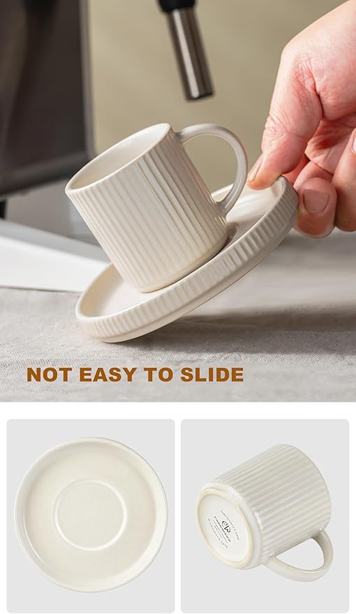 Famiware Dinnerware Sets with Cups and Saucers Set Plates and Bowls Dish Set of 4 (16 Pieces) - Dishwasher &amp Microwave Safe Chip Resistant Reactive Glaze