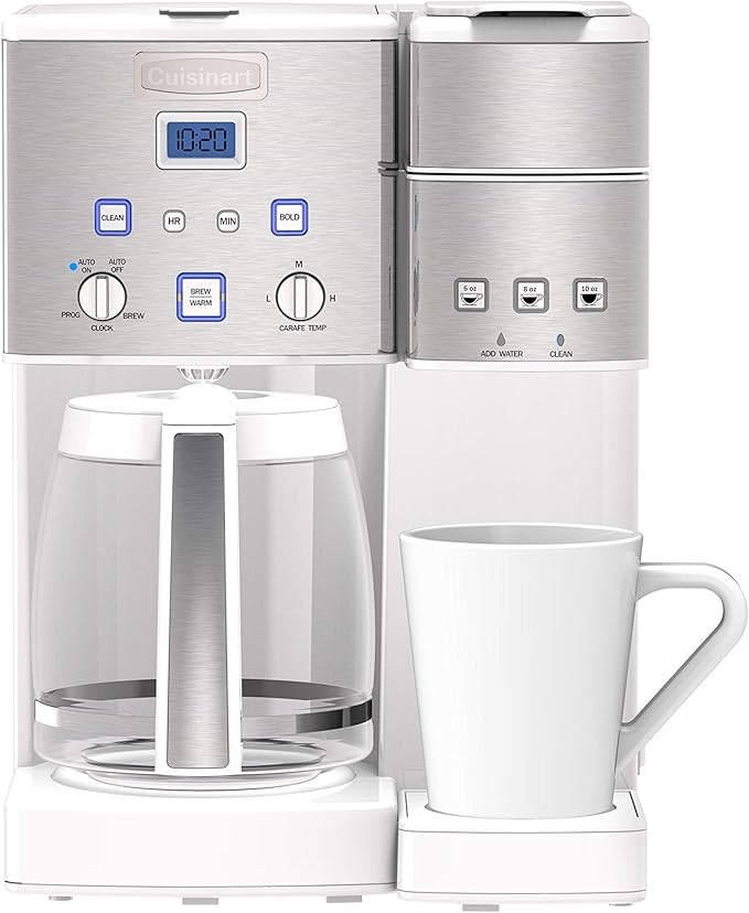 Cuisinart SS-15W Maker Coffee Center 12-Cup Coffeemaker and Single-Serve Brewer White Stainless Steel