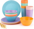 Wheat Straw Dinnerware Unbreakable Wheat Straw Tumblers Bowls &amp Plates Dinnerware Set | Set of 18 in 6 Assorted Color | Dishwasher safe  BPA Free