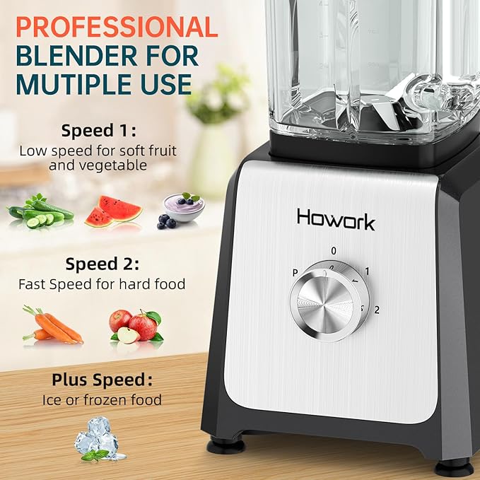 HOWORK Blender for Smoothies 750W Personal Blender 56 Oz Glass Jar 16oz Portable Cups2+P speed 3 Functions for Smoothies Frozen Drinks &amp Ice CreamGrey