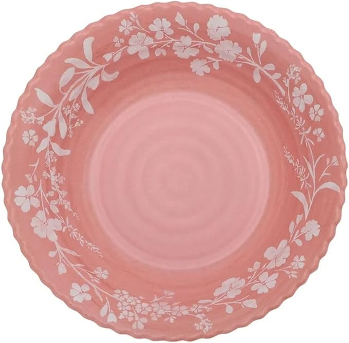 12-Piece Bamboo Melamine Dinnerware Set Service for 4 Includes Dinner Plates Salad Plates and Cereal Bowls Dishwasher Safe (Pink)