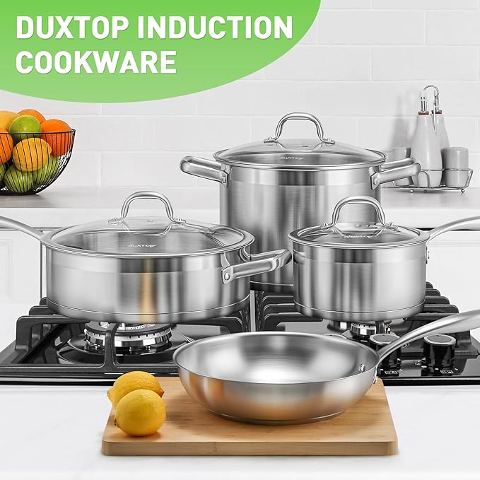 Duxtop Professional Stainless Steel Pots and Pans Set 17PC Induction Cookware Set Impact-bonded Technology