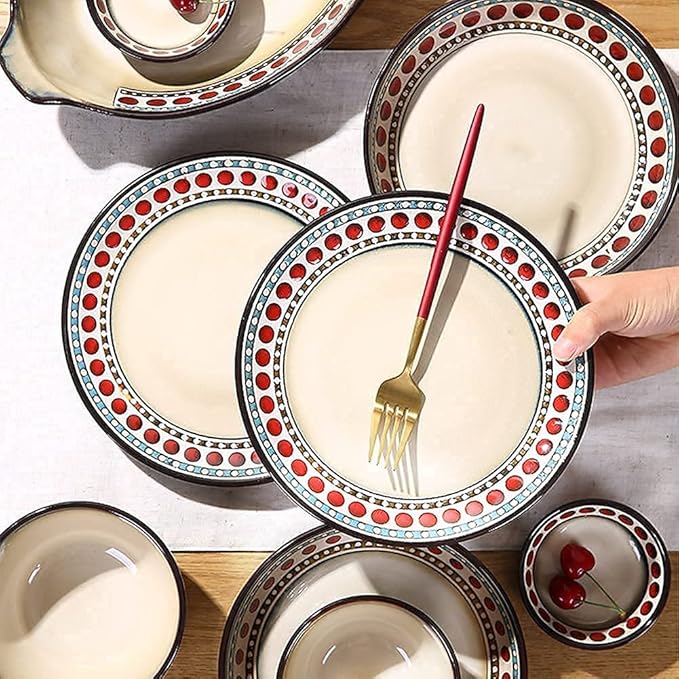 Dinnerware Sets Dish Set11 PcssAmerican Style Retro Porcelain Tableware Set with Plates and BowlsCeramic Dinner Set for Kitchen and Dinning