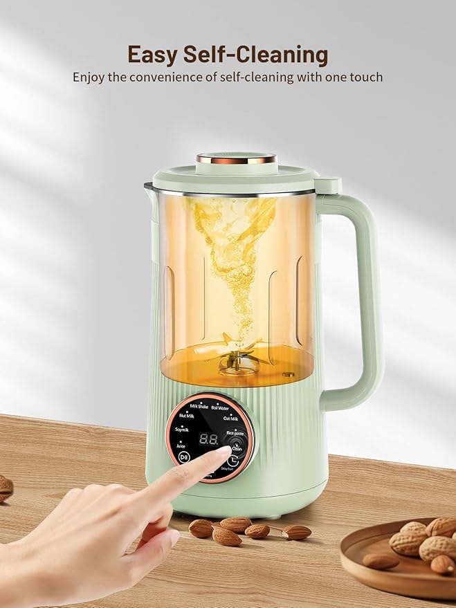 Nut Milk Maker Machine 35oz Homemade Soy Almond Oat Coconut Plant Based and Non Dairy Beverages 8 in 1 Automatic Soybean Machine With 12H Delay Start/Keep Warm/Boil Water