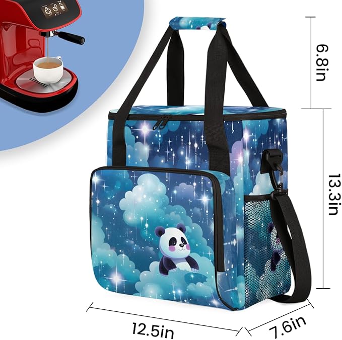 Panda on Cloud Coffee Maker Carrying Bag Star Portable Travel Storage Tote Bag Compatible with K-Mini or K-Mini Plus Single Serve Coffee Brewer Carrying Case with Multiple Pockets &amp Shoulder Str