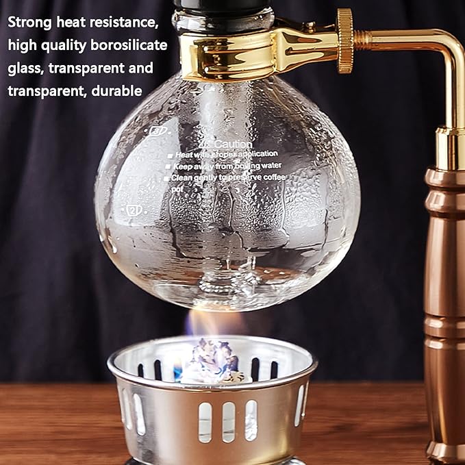 Syphon Coffee Maker Set Manual Vacuum Coffee Siphon Brewer Tabletop Glass Siphon Pot Stainless Steel Bracket for Coffee Tea 350ml/500ml (500ml)