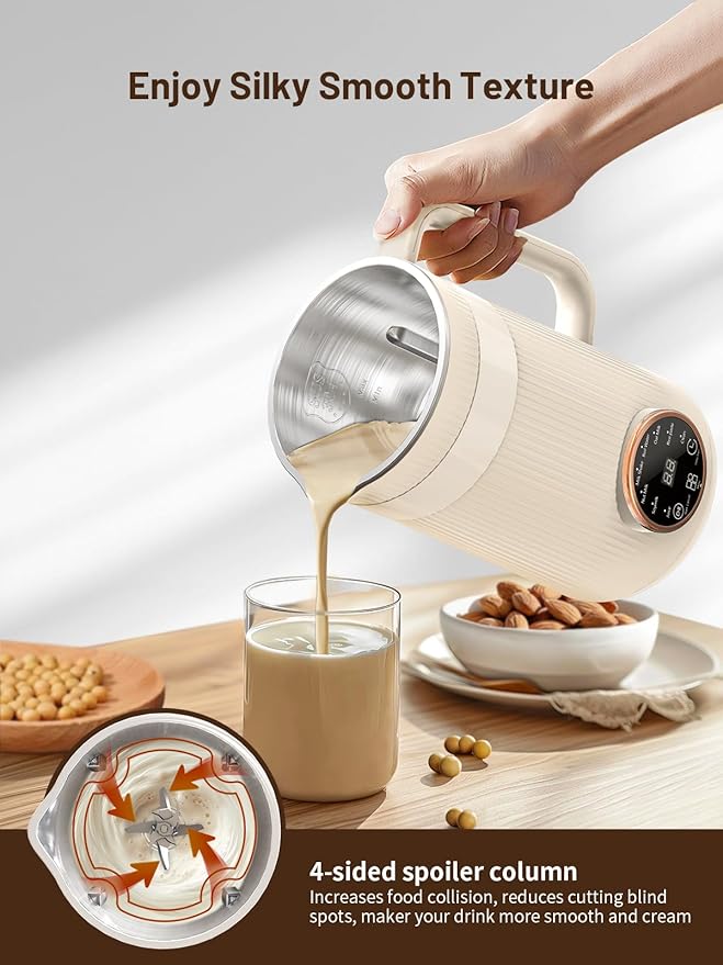 Nut Milk Maker Machine 35oz Homemade Soy Almond Oat Coconut Plant Based and Non Dairy Beverages 8 in 1 Automatic Soybean Machine With 12H Delay Start/Keep Warm/Boil Water
