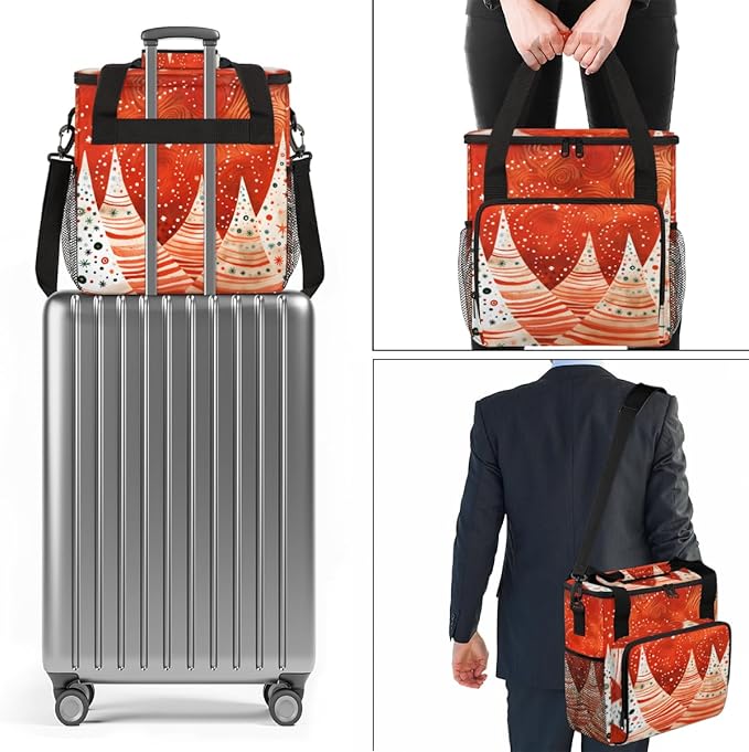 Xmas Tree Coffee Maker Carrying Bag Glitter Tree Travel Storage Bag Compatible with K-Mini or K-Mini Plus Single Serve Coffee Brewer Carrying Case with Multiple Pockets &amp Shoulder Strap