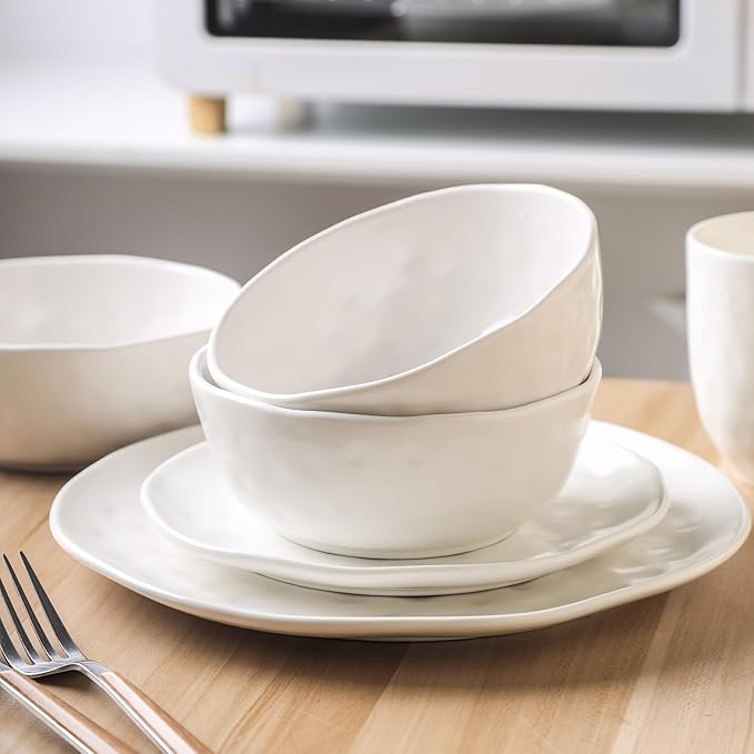 Stone lain Ivy Porcelain Dinnerware Set 24-Piece Service for 6 White