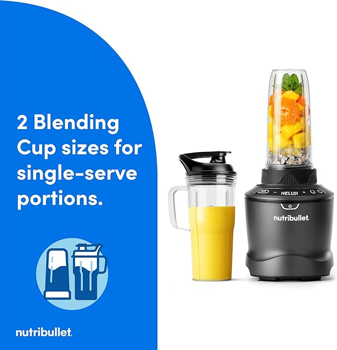 nutribullet® SmartSense Blender Combo 1400W 64oz Pitcher 32oz &amp 24oz Cups 5-Speed Smoothies Ice and Frozen Fruit Nut Milk Soup Gunmetal Gray NBF50700