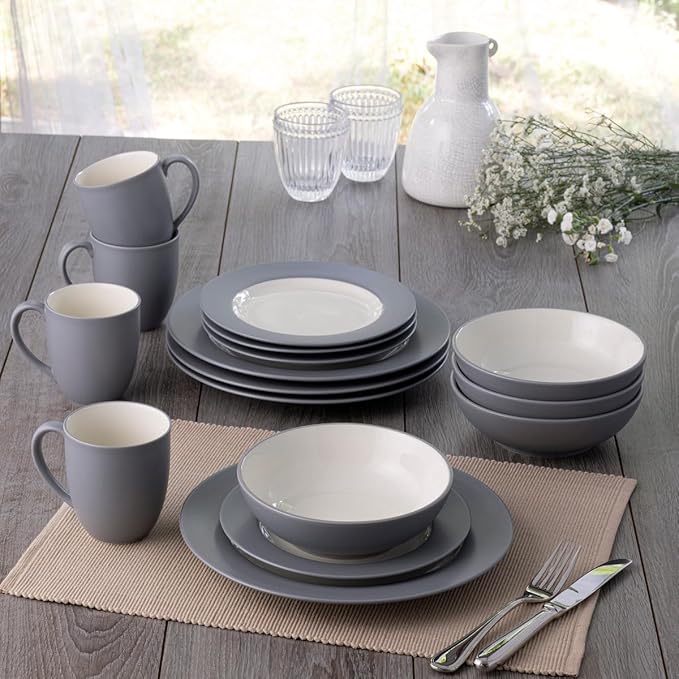 Noritake Colorwave Slate 16-Piece Rim Dinnerware Set Service For 4