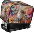 Sitting grey cat Toaster cover suitable for wide slot design with side storage bag easy to clean dustproof suitable for kitchen.