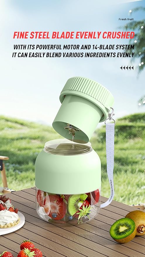 Portable Personal Blender for Shakes and Smoothies with 27oz CupLid and Shoulder StrapType-C USB Rechargeable Electric BlenderPersonal Juicer for Travel Sports Outgoing (Pink)
