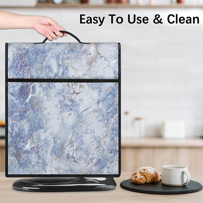 cfpolar Kitchen Aid Mixer Cover Compatible with 6-8 Quarts Blue Silver Marble Stand Mixer Cover Kitchen Aid Mixers Accessories Appliance Organizer Bag Dust Covers with Zipper Pocket