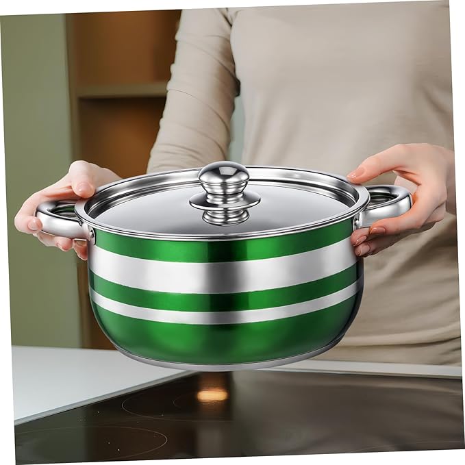BESPORTBLE 4pcs Stainless Steel Pot Set with Base Induction Cooktop Compatible Kitchen Stockpots Easy-clean Cookware for Pasta Soup and Everyday Cooking