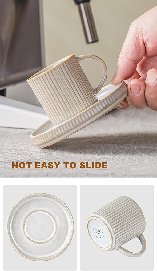 Famiware Dinnerware Sets with Cups and Saucers Set Plates and Bowls Dish Set of 4 (16 Pieces) - Dishwasher &amp Microwave Safe Chip Resistant Reactive Glaze