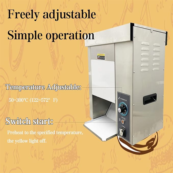 110V Vertical Hamburger Toaster Machine Adjustable Temperature and Thickness Burger Bun Toaster for Burger Joints Cafes 2000W
