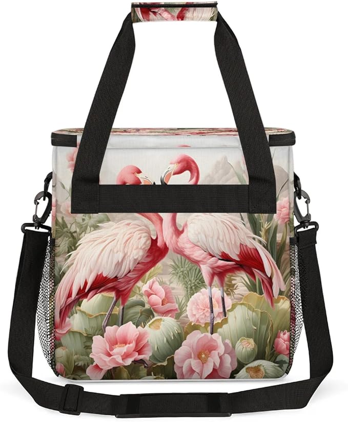 Summer Flamingo Flowers Coffee Maker Carrying Bag for Keurig K-Mini or K-Mini Plus Storage Portable Coffee Maker Travel Bag