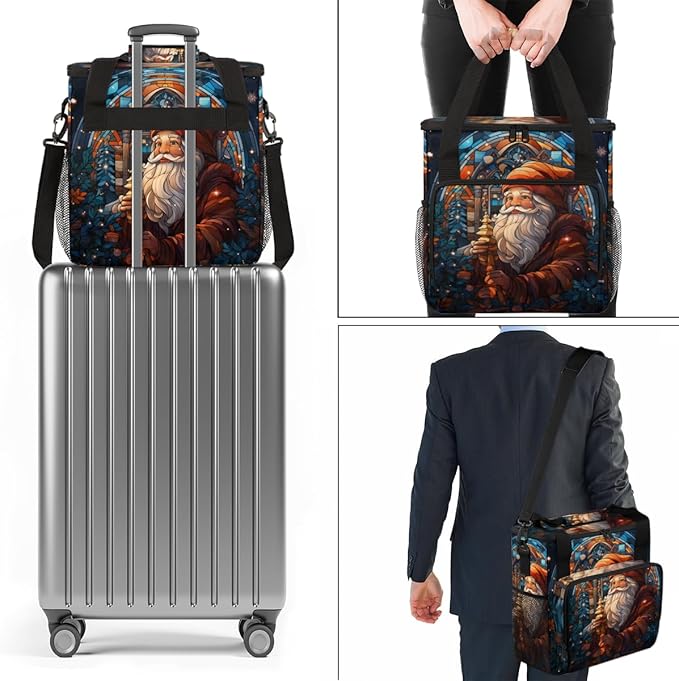 Colorful Santa Claus Coffee Maker Carrying Bag Christmas Santa Claus Travel Storage Bag Compatible with K-Mini or K-Mini Plus Single Serve Coffee Brewer Carrying Case with Pockets &amp Shoulder Str