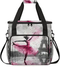 Paris Eiffel Tower Travel Coffee Maker Carrying Bag Pink Large Organizer Storage Tote Bag Insulated Reusable Cooler Lunch Bags