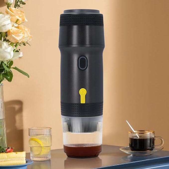 Asixxsix Portable Espresso Machine 3 In 1 20 Bar Self Heating Electric Travel Expresso Maker 12V Mini Automatic Car Coffee Maker Compatible with NES DG Capsule Coffee Powder for Camping