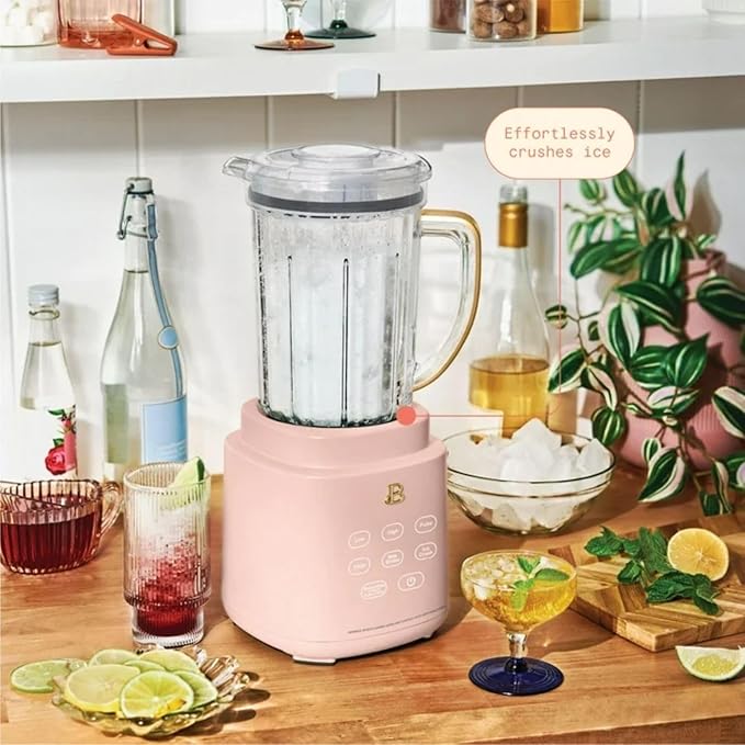High Performance Countertop Blender System with Personal Blending Cups Ice Crushing Smoothie and Food Processing (Rose)