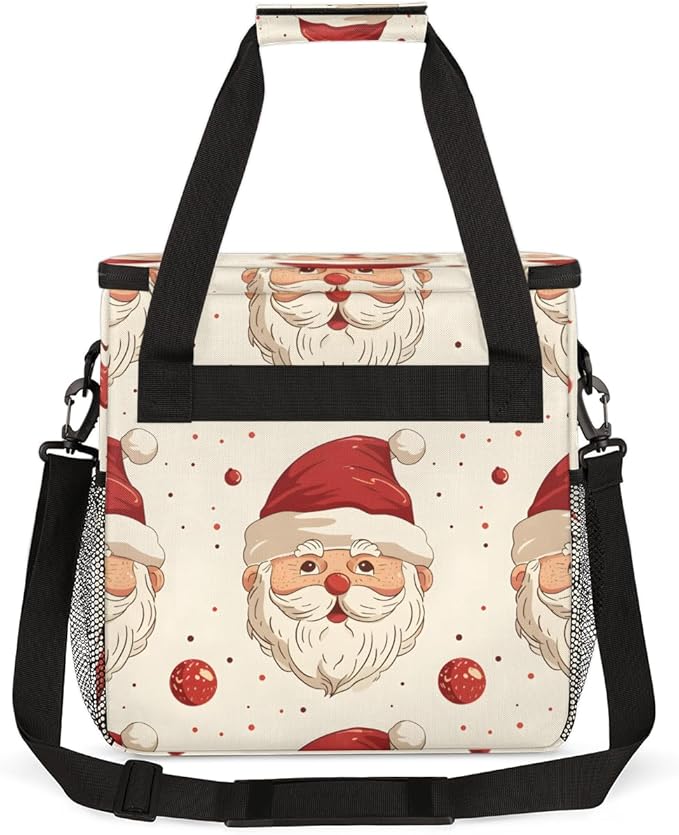 Retro Santa Claus Coffee Maker Carrying Bag Portable Travel Storage Tote Bag Compatible with K-Mini or K-Mini Plus Single Serve Coffee Brewer Carrying Case with Multiple Pockets &amp Shoulder Strap
