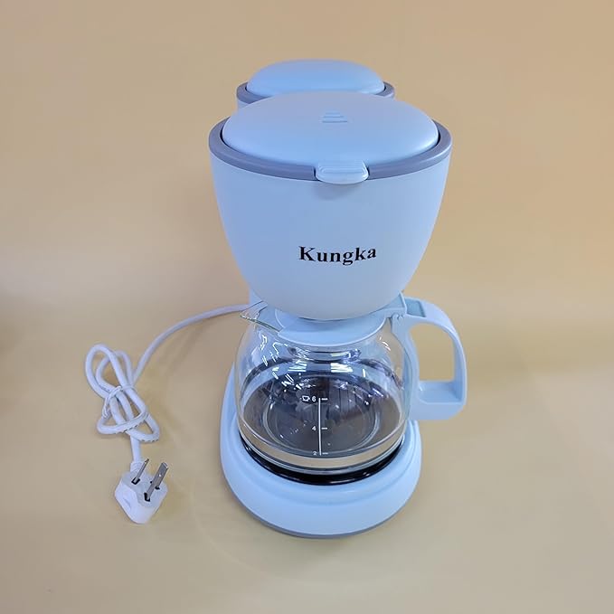 Kungka Electric coffee machines No-drip coffee pot easy-pour design removable filter basket and one-touch on/off switch