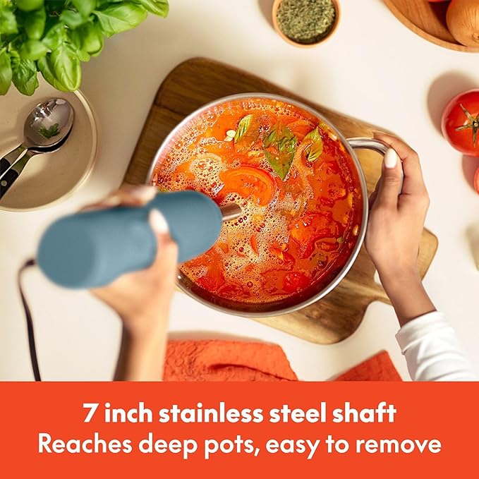 Immersion Hand Blender System with Multiple Attachments 500W Variable Speed Motor Detachable Stainless Steel Blending Arm Whisk Attachment Chopper Bowl Measuring Beaker Ergonomic Grip for Soups