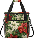 Christmas Flowers Coffee Maker Carrying Bag Holly Berry Travel Storage Bag Compatible with K-Mini or K-Mini Plus Single Serve Coffee Brewer Carrying Case with Multiple Pockets &amp Shoulder Strap