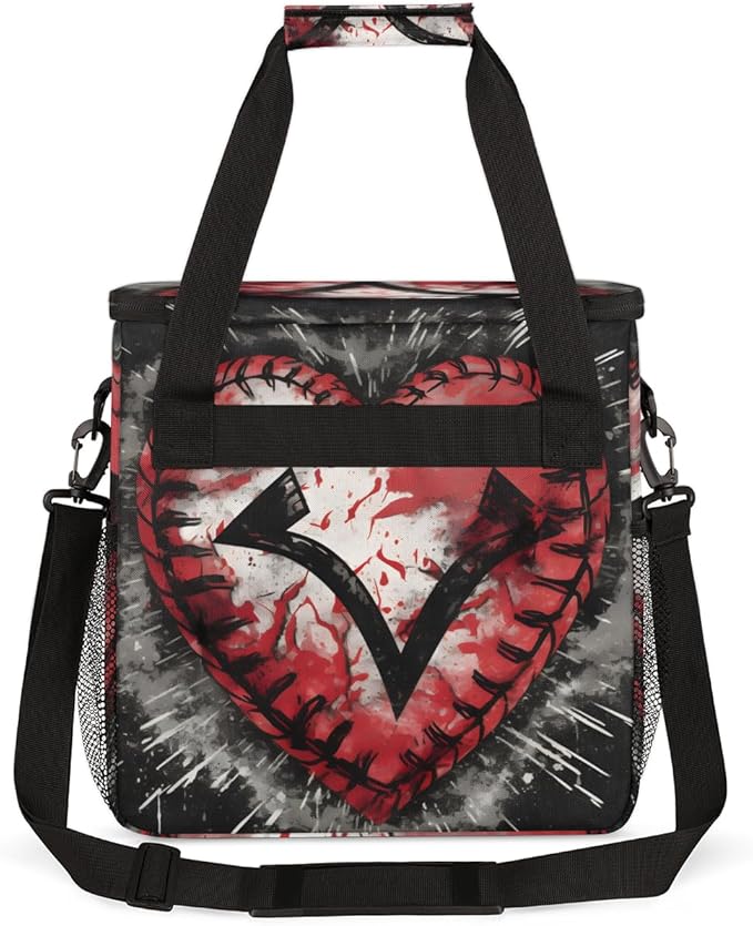 Graffiti Baseball Coffee Maker Carrying Bag Heart Baseball Travel Storage Bag Compatible with K-Mini or K-Mini Plus Single Serve Coffee Brewer Carrying Case with Multiple Pockets &amp Shoulder Stra